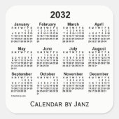 2032 White Calendar van Janz Square Sticker (Voorkant)