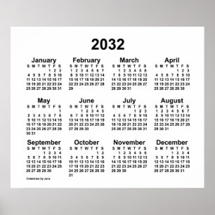 2032 Witte Kalender van Janz Print
