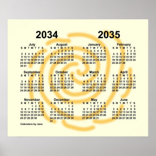 2034-2035 Zonnige Dagen Schooljaar Kalender door J Poster