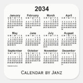 2034 White Calendar van Janz Square Sticker (Voorkant)