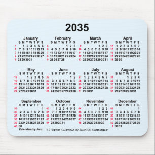 2035 Alice Blue 52 weken ISO-kalender van Janz Muismat