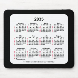 2035 Black 52 weken ISO-kalender van Janz Two Tone Muismat