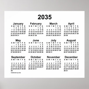 2035 White Calendar door Janz Print