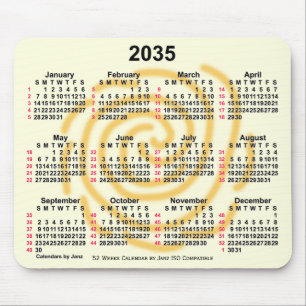 2035 Zonnedagen 52 weken ISO-kalender door Janz Muismat