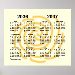 2036-2037 Zonnige Dagen Schooljaar Kalender door J Poster