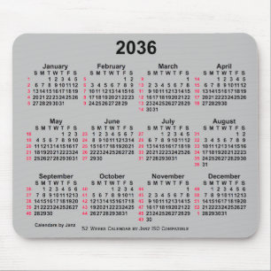 2036 Silver 52 weken ISO-kalender door Janz Muismat