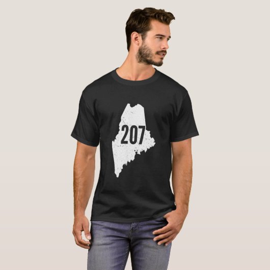 207 Maine State Area Code Outline Pride T-shirt (Voorkant volledig)