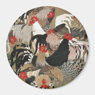 20. 群 図, 若 冲 Roosters, Jakuchu Magneet