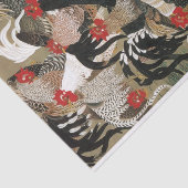 20. 群 図, 若 冲 Roosters, Jakuchu Tissuepapier (Detail)