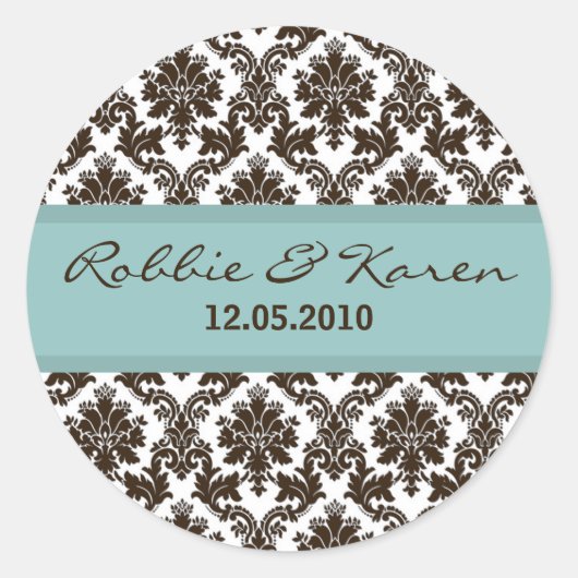 20 - 1.50" Bruin Damask Kant Favoriet Sticker (Voorkant)