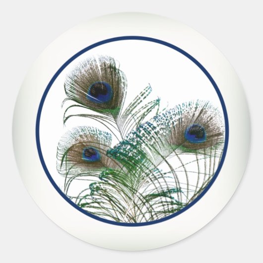 20 - 1,5" Envelop Peacock Feathers blauw/groen Ronde Sticker (Voorkant)