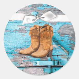 20 - 1.5 Envelop Seal Blue Wood Schuur Deurlaarzen Ronde Sticker