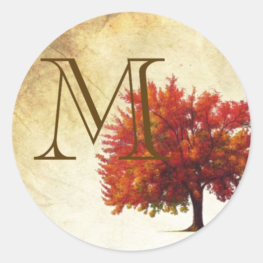 20 - 1.5 Envelop Seal Herfst Boom verouderd papier Ronde Sticker (Voorkant)