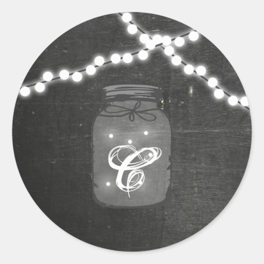 20 - 1.5 Envelop Seal Mason Jar String Lights Ronde Sticker (Voorkant)