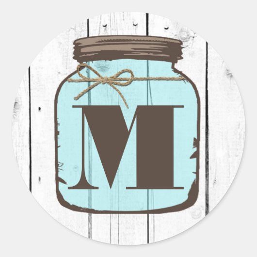 20 - 1.5 Envelop Seal Mason Jar Wood Land Ronde Sticker (Voorkant)