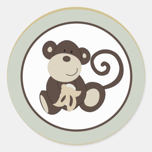 20 - 1,5" Envelop Seal Monkey Time Zoo Animal Ronde Sticker (Voorkant)