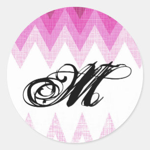 20 - 1.5 Envelop Seal Ombre Roze Chevron Ronde Sticker