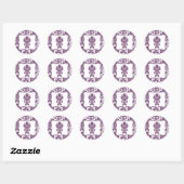 20 - 1.5 Envelop Seal Plum Paarse Damask Kant Ronde Sticker (Vel)