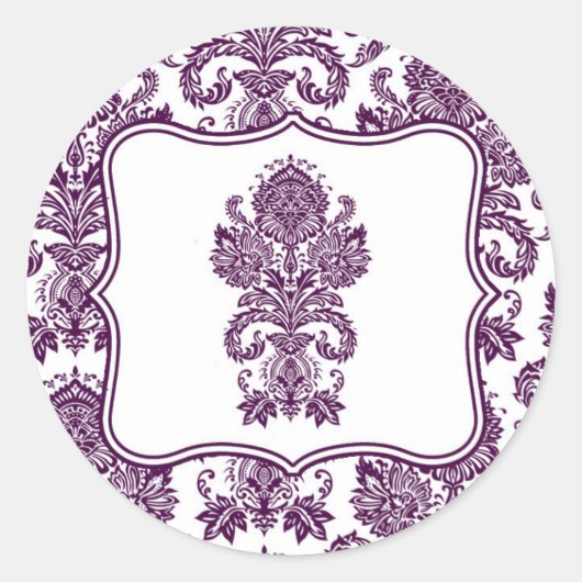 20 - 1.5 Envelop Seal Plum Paarse Damask Kant Ronde Sticker (Voorkant)