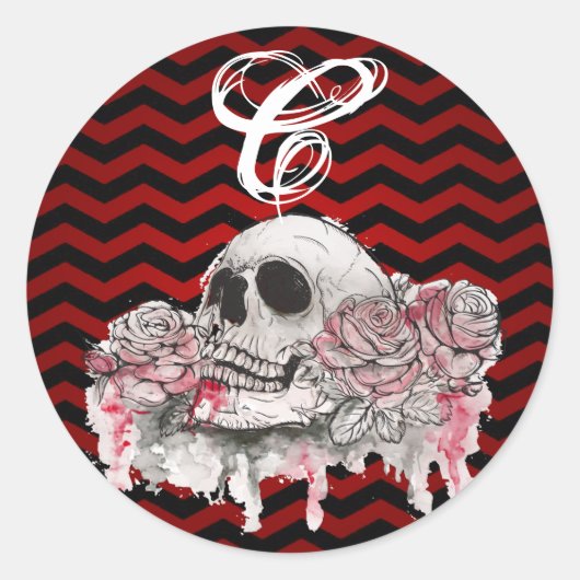 20 - 1.5 Envelop Seal Skull Roos gothic Chevron bl Ronde Sticker (Voorkant)