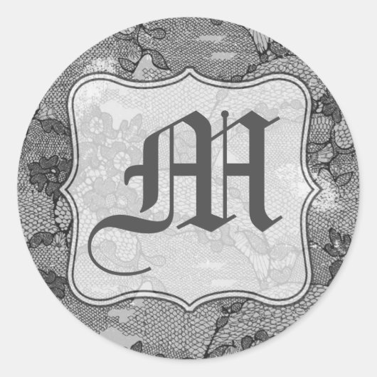 20 - 1.5 Envelope Seal Country Black Lace Print Ronde Sticker (Voorkant)