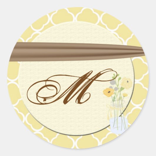 20 - 1.5 Envelope Seal Country Mason Jar Flowers Ronde Sticker (Voorkant)