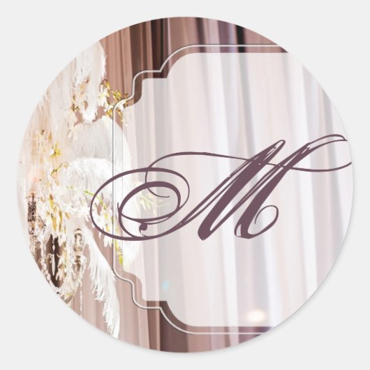 20 - 1.5 Envelope Seal Feather Center Piece Glam Ronde Sticker (Voorkant)