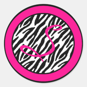20 - 1,5" Envelope Seal Hot Pink Zebra Print Ronde Sticker
