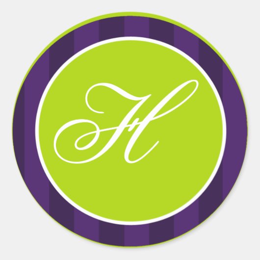 20 - 1.5" Envelope Seal Lime Groen & Paarse Ronde Sticker (Voorkant)