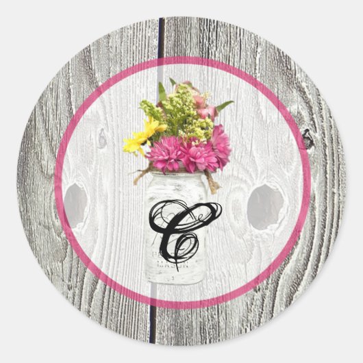 20 - 1.5 Envelope Seal Mason Jar met Wildbloemen Ronde Sticker (Voorkant)
