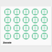 20 - 1.5 Envelope Seal Mint Wit Damask Kant Ronde Sticker (Vel)