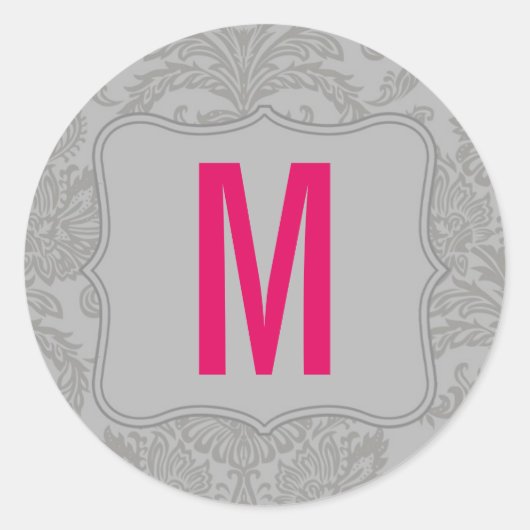 20 - 1.5 Envelope Seal Modern Grijs Damask Kant Ronde Sticker (Voorkant)