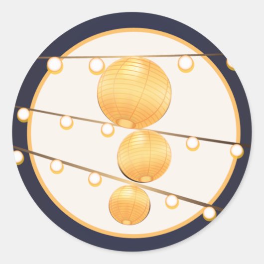 20 - 1.5 Envelope Seal Paper Lantaarns op Blauw Ronde Sticker (Voorkant)