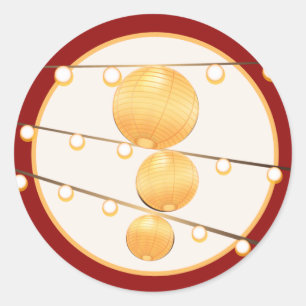 20 - 1.5 Envelope Seal Paper Lantaarns op Rood Ronde Sticker