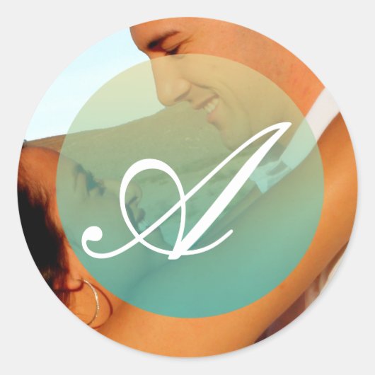 20 - 1.5 Envelope Seal Sunset Fade Blauwgroen Blau Ronde Sticker (Voorkant)