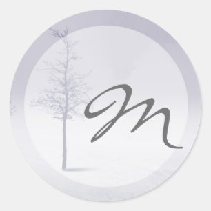 20 - 1.5 Envelope Seal Winter Wonderland Bomen Ronde Sticker