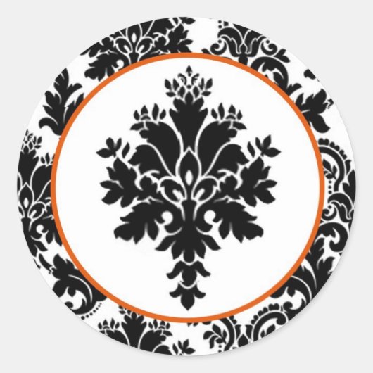 20 - 1.5 Envelope Seal Zwart Sinaasappel Damask Ka Ronde Sticker (Voorkant)