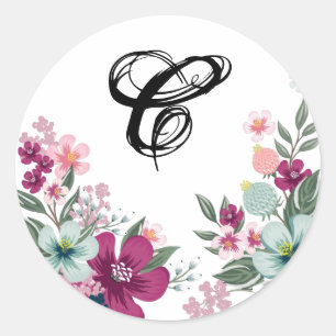 20 - 1,5-enveloppen Tropische bloemen op wit Ronde Sticker