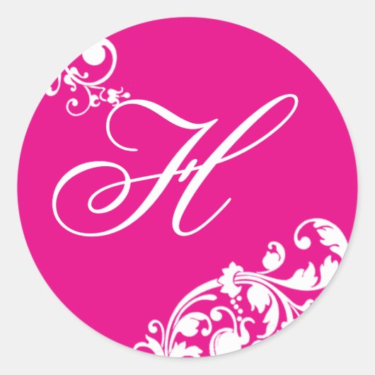 20 - 1.5 Envelopsluiting Hot Pink White Floral Ronde Sticker (Voorkant)