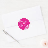 20 - 1.5 Envelopsluiting Hot Pink White Floral Ronde Sticker (Envelop)