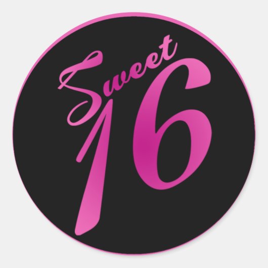 20 - 1.5"Envelopverbinding Sweet 16 Roze Zwarte Pa Ronde Sticker (Voorkant)