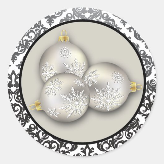 20 - 1.5"Envelopverbinding Zilveren Damask van Ker Ronde Sticker (Voorkant)