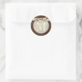 20 - 1.5 Envelopverzegeling Monogram Bruin Damask  Ronde Sticker (Tas)
