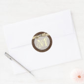 20 - 1.5 Envelopverzegeling Monogram Bruin Damask  Ronde Sticker (Envelop)