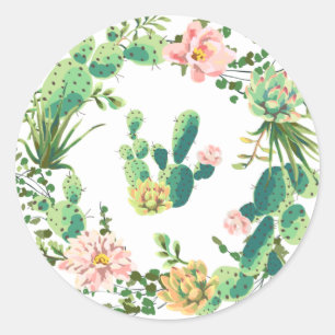 20 - 1.5 Envelopzegel Boheemse cactus vetplanten Ronde Sticker