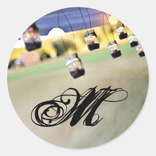 20 - 1.5 Envelopzegel Mason Jar Kaarsenhouders Ronde Sticker (Voorkant)