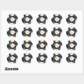 20 - 1.5 Envelopzegel Witte Bloemen op Da Ronde Sticker (Vel)