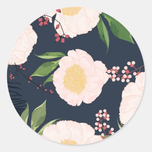 20 - 1.5 Envelopzegel Witte Bloemen op Da Ronde Sticker (Voorkant)