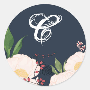 20 - 1.5 Envelopzegel Witte Bloemen op Da Ronde Sticker