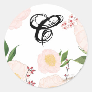 20 - 1.5 Envelopzegel Witte Bloemen op Wh Ronde Sticker